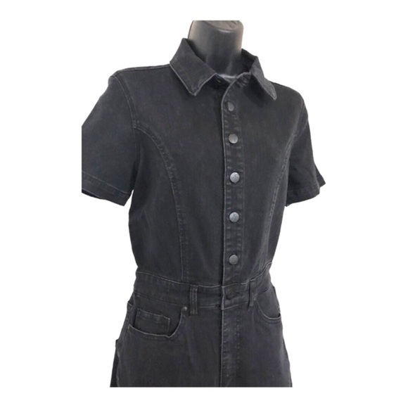 Jessica Simpson black denim button front short sleeve jeans jumpsuit size 5 new - Picture 13 of 17